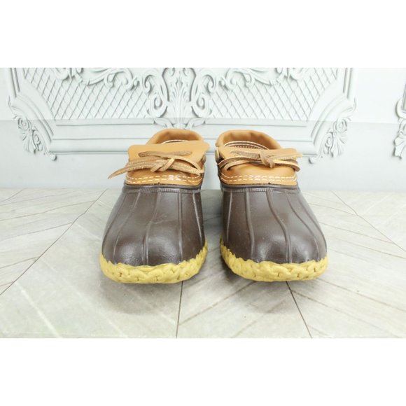 LL Bean Brown Leather Rubber Moc Gum Shoe Low Top Ankle Boots 8 M - Picture 4 of 10